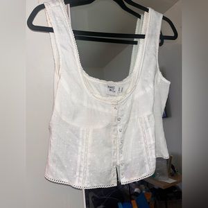 White lace button up princess Polly top